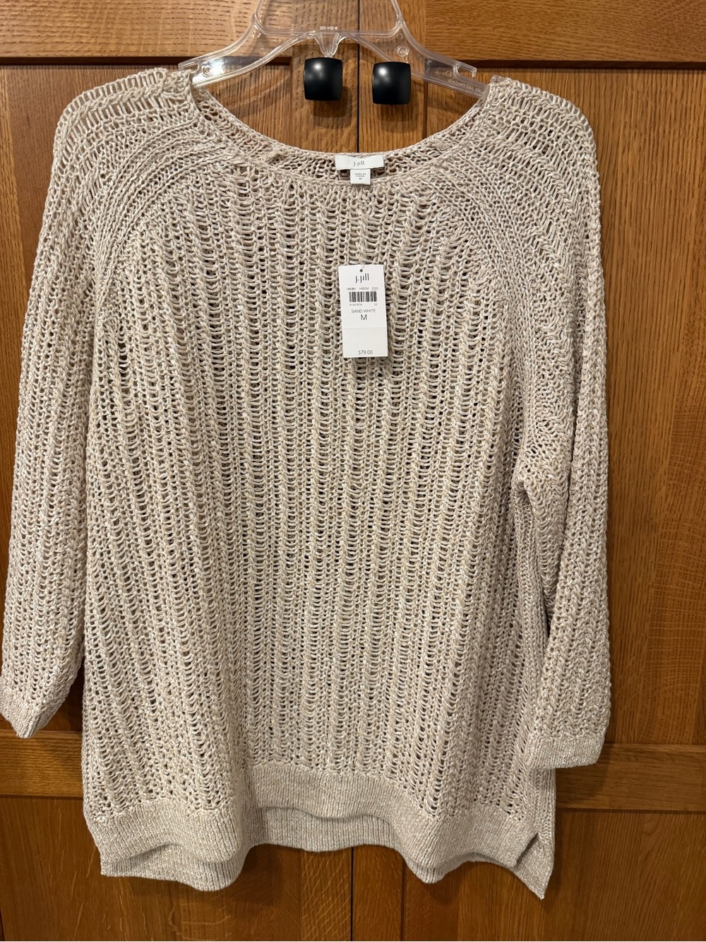 J Jill Light Beige Open-Knit Women's Sweater - Size M
